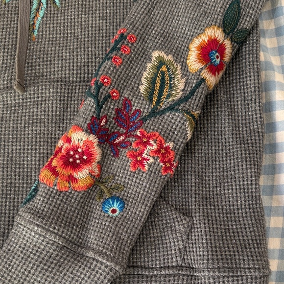 Johnny Was Embroidered Zip-Up Hoodie – Gray – Size L - Picture 3 of 7